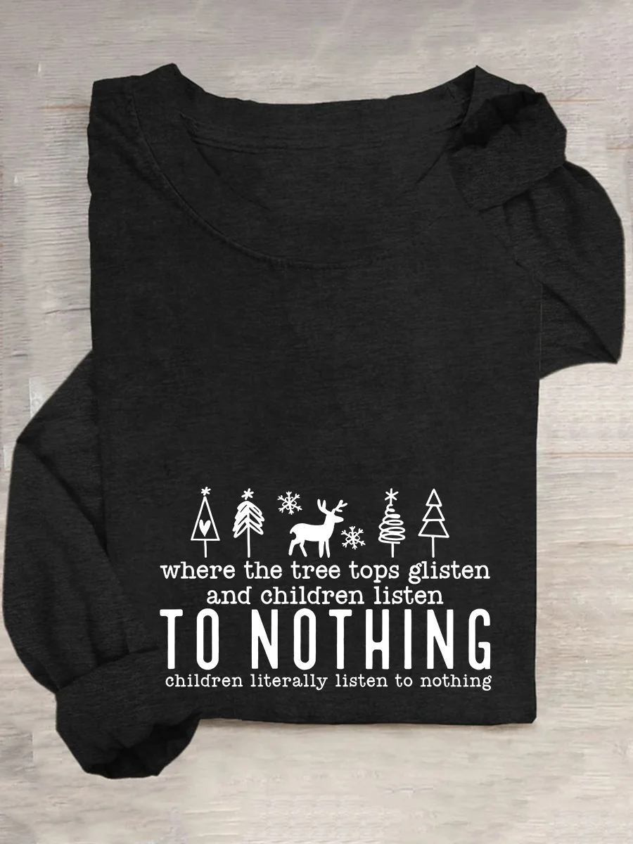 Women Text Letters Crew Neck Cotton-Blend Long Sleeve Casual Daily Spring/Fall T-shirt