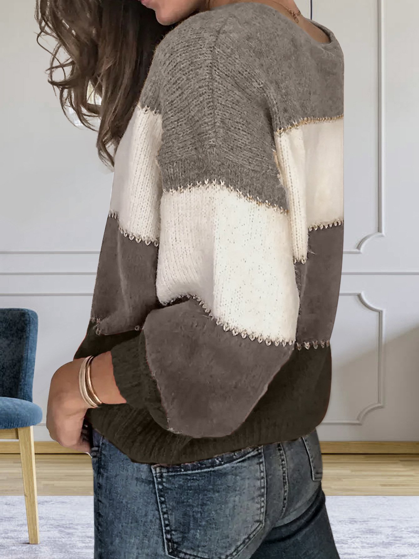 Casual Loose Color Block Sweater