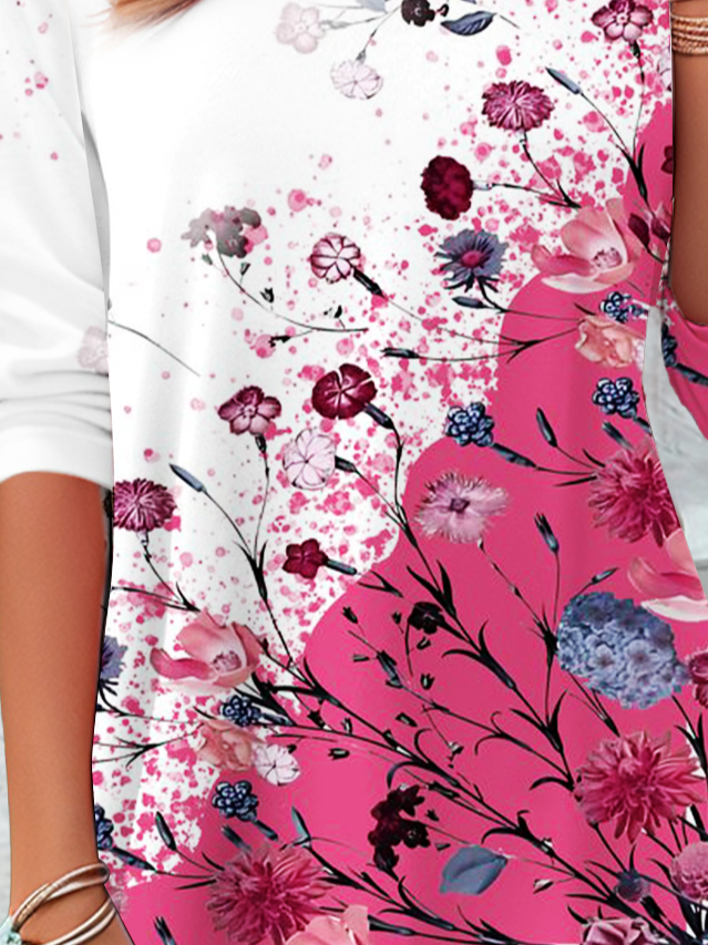 Casual T-Shirt With Contrasting Floral Design