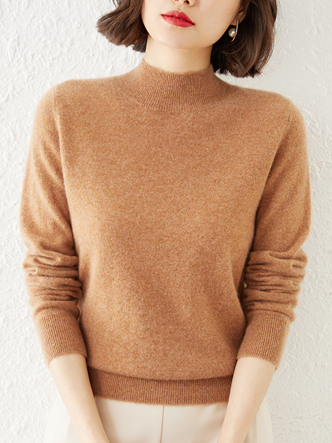 V Neck Yarn/Wool Yarn Casual Loose Sweater