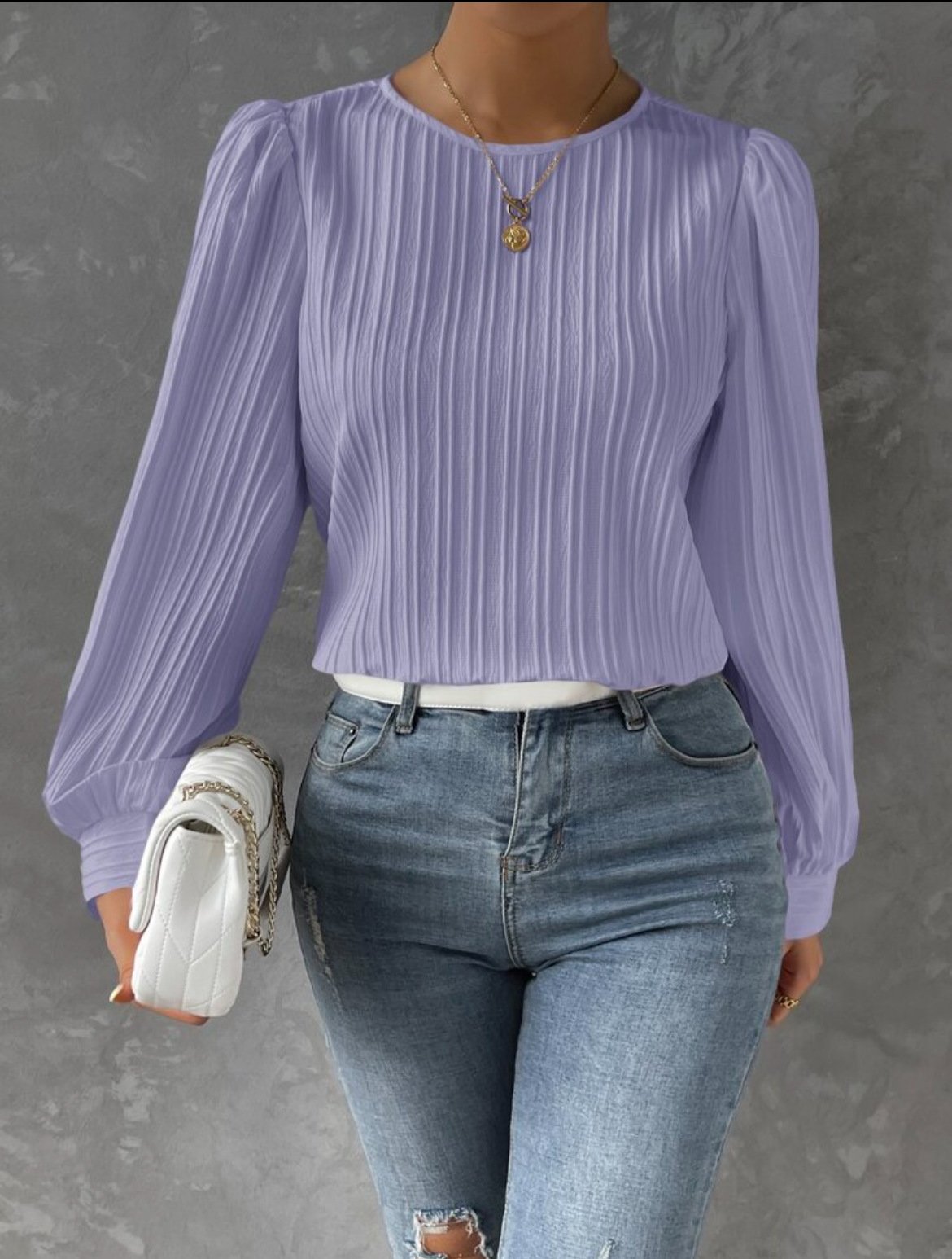 Crew Neck Casual Blouse