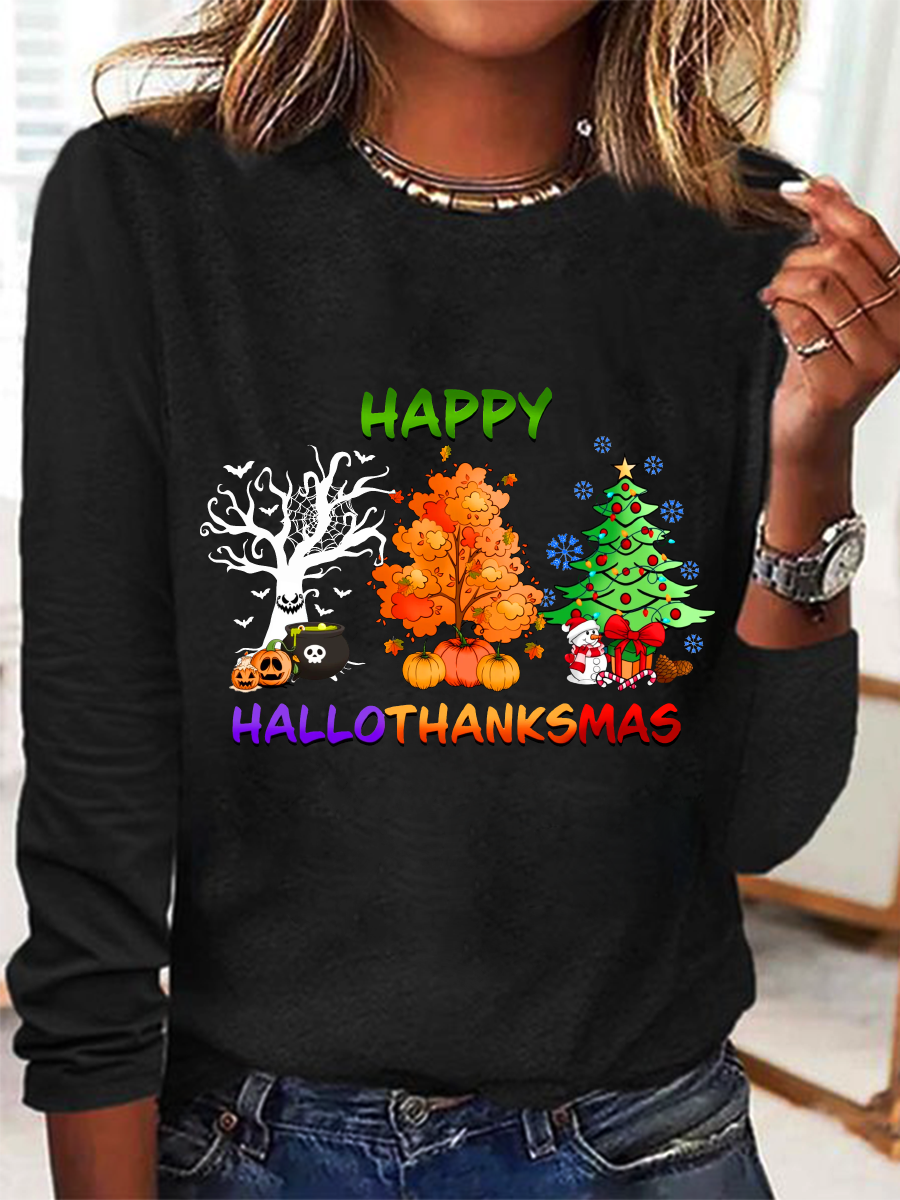 Hallothanksmas Casual Long Sleeve Shirt