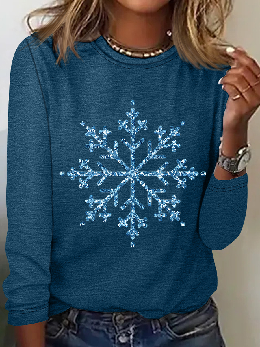 Winter Snowflake Casual Long Sleeve Shirt