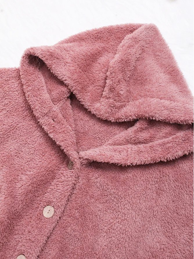 Hoodie Simple Loose Plain Teddy Jacket