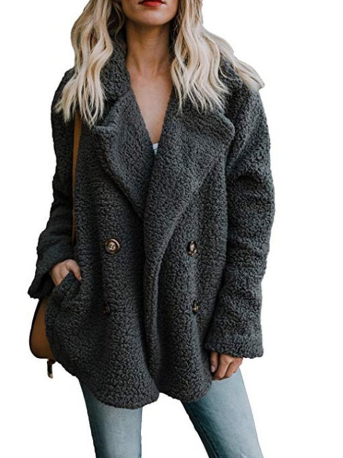 Khaki Buttoned Casual Quilted Coat