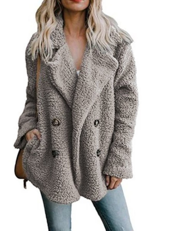 Khaki Buttoned Casual Quilted Coat