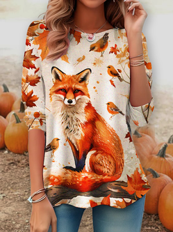 Autumn Fall Maple Fox Long sleeve Shirt