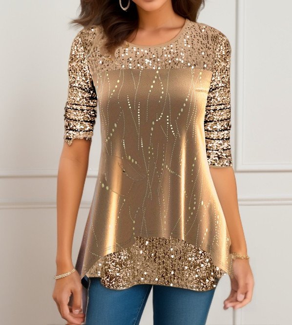 Casual Loose Jersey Christmas Blouse