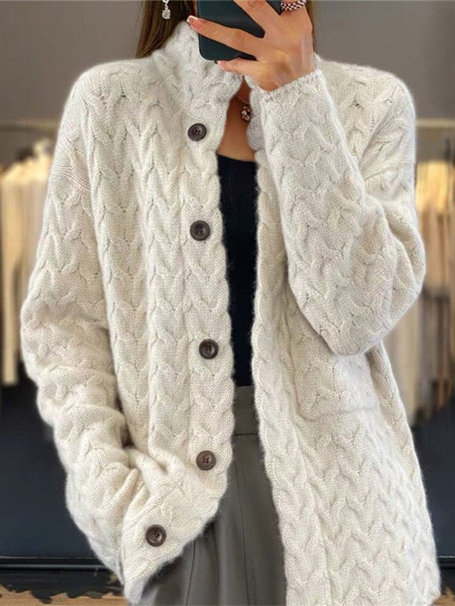 Loose Casual Stand Collar Cardigan