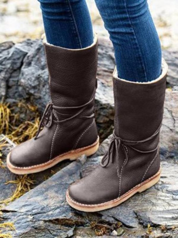 Comfortable Soft Lightweight Lace Up Chunky Heel Boots Footwear