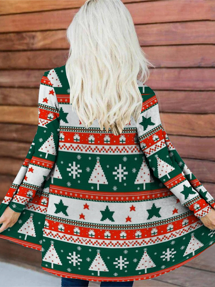 Casual Christmas Tree Wrap Loose Kimono