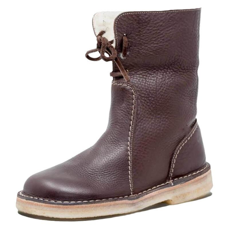 Plain Leather Autumn West Style Western Boots