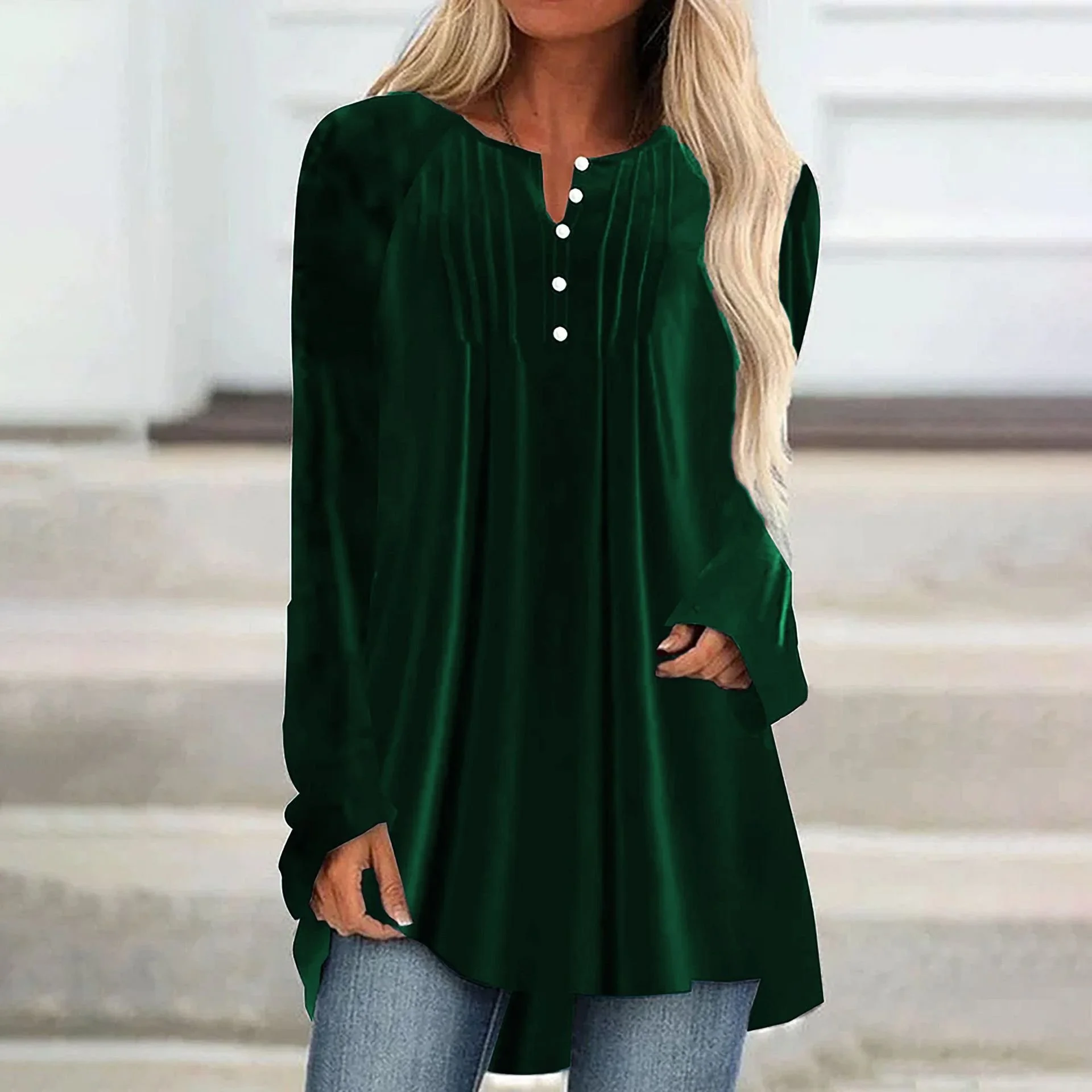 Plain Casual Crew Neck Loose Blouse