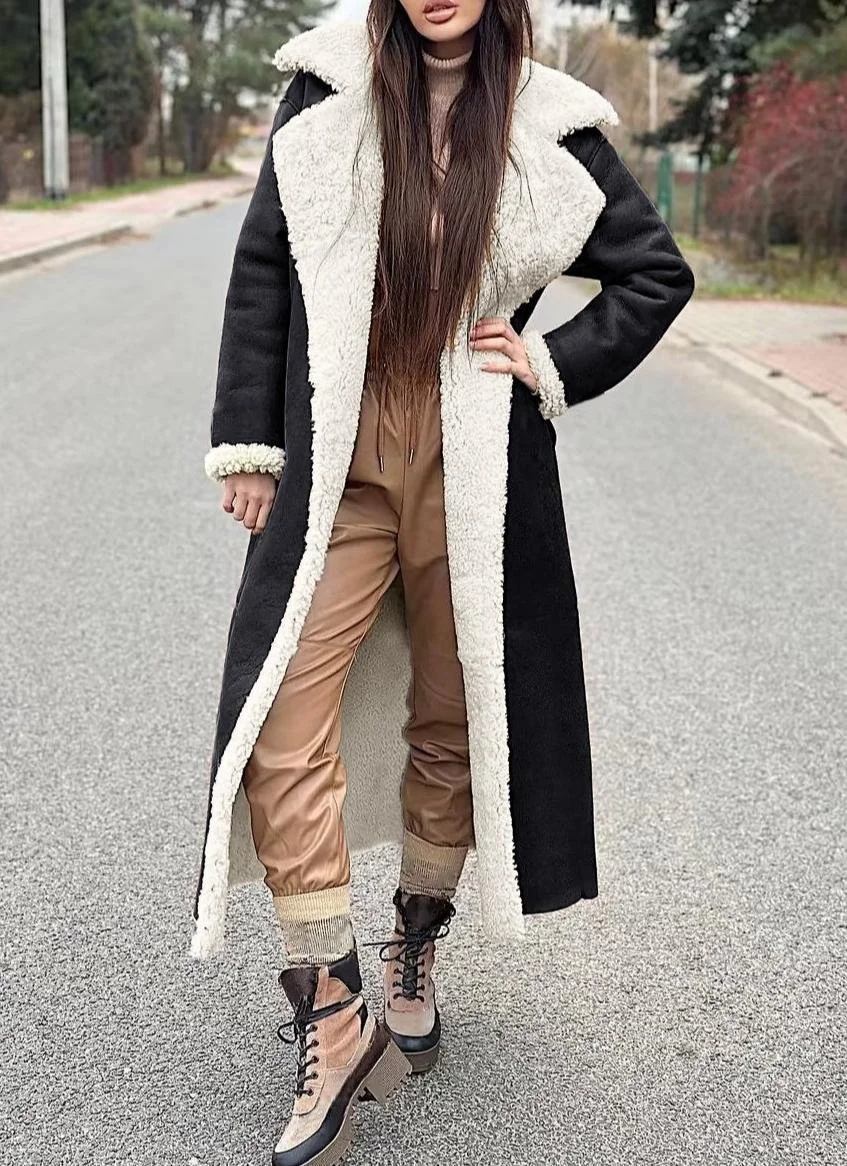 Plain Loose Shawl Collar Casual Coat