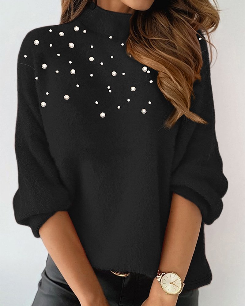 Loose Jersey Casual Turtleneck Blouse