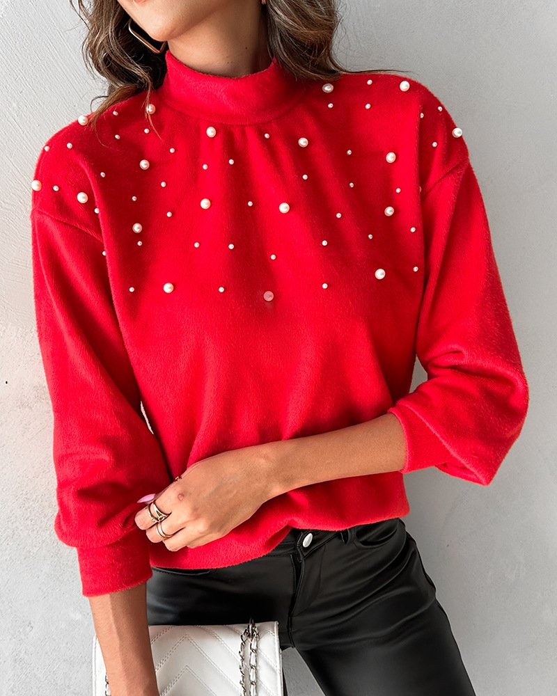 Loose Jersey Casual Turtleneck Blouse