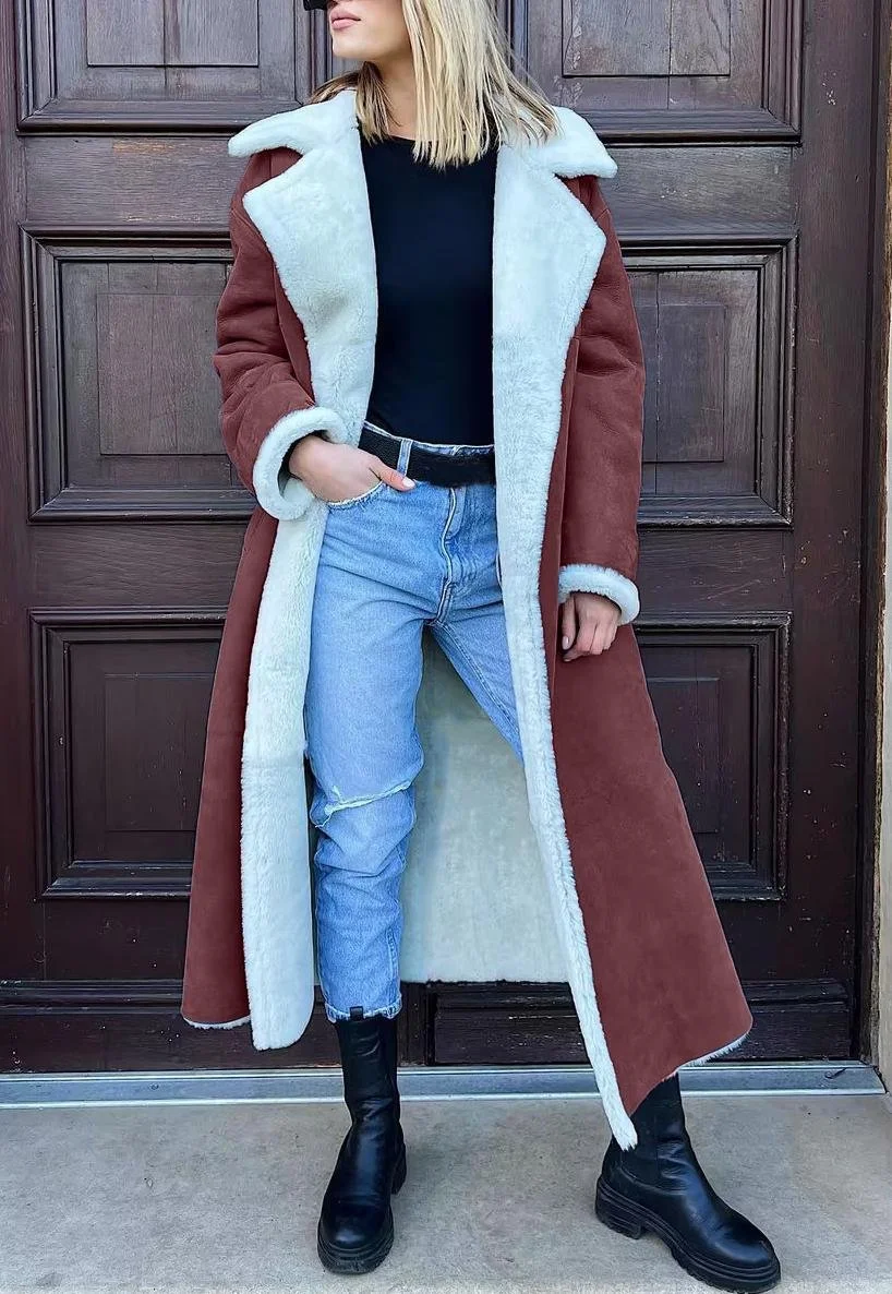 Plain Loose Shawl Collar Casual Coat