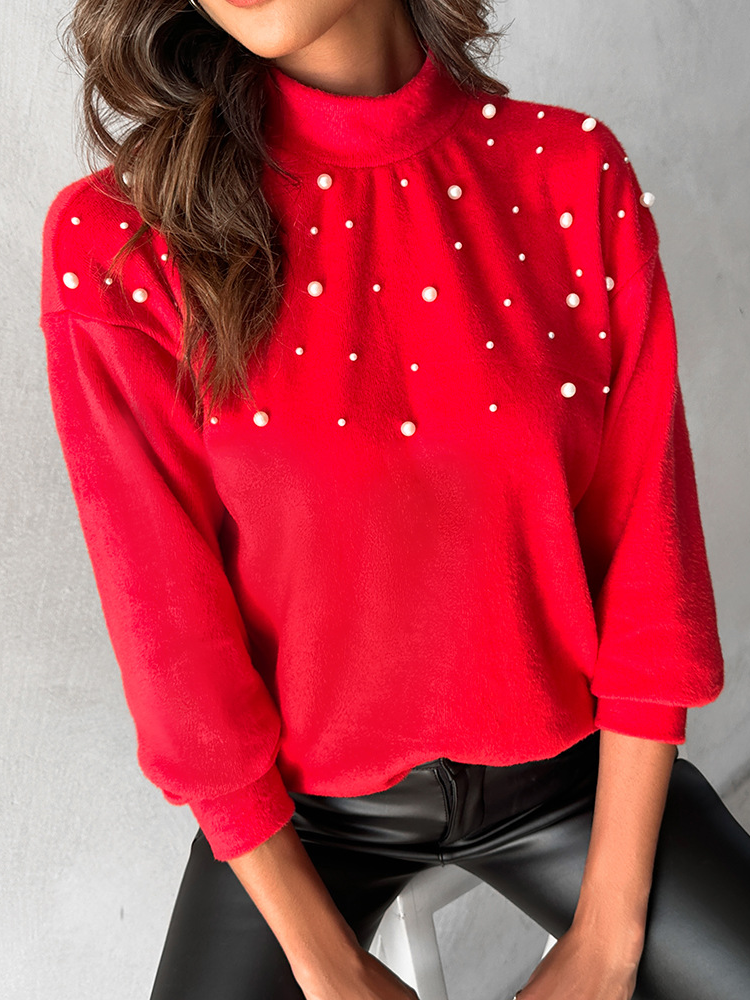 Loose Jersey Casual Turtleneck Blouse