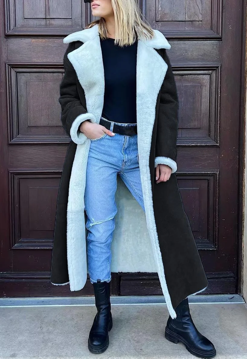 Plain Loose Shawl Collar Casual Coat