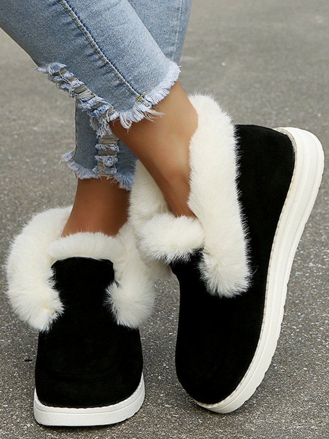 Simple Winter Plain Faux Suede Cotton-Padded Boots