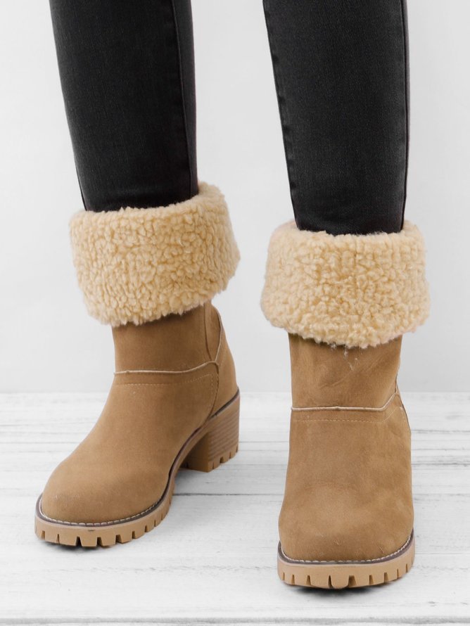 Plain Winter Cowhide Leather Casual Cotton-Padded Boots