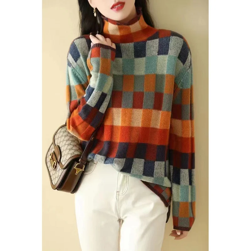 Geometric Crew Neck Casual Sweater