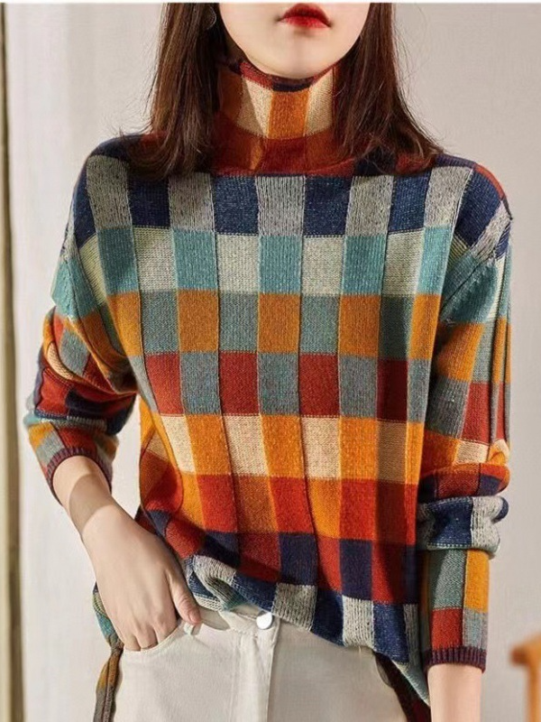 Geometric Crew Neck Casual Sweater