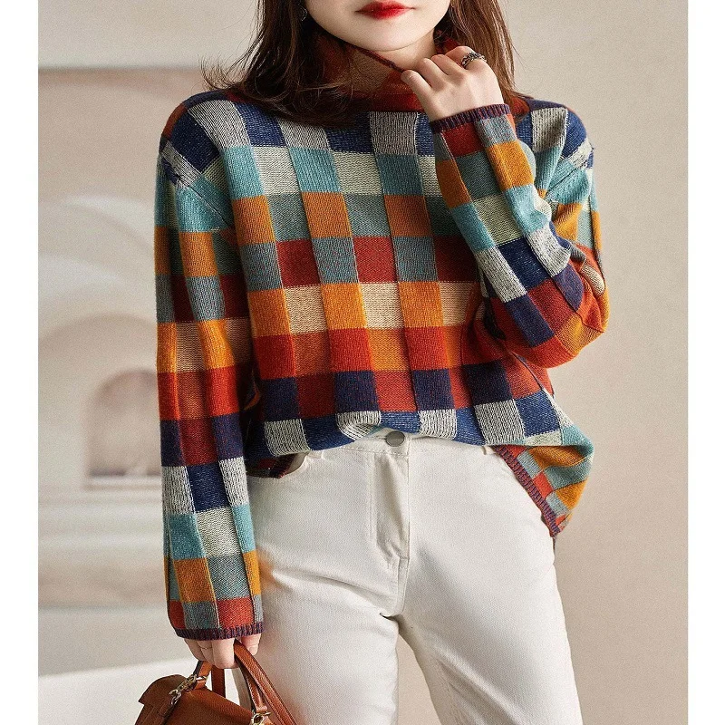 Geometric Crew Neck Casual Sweater