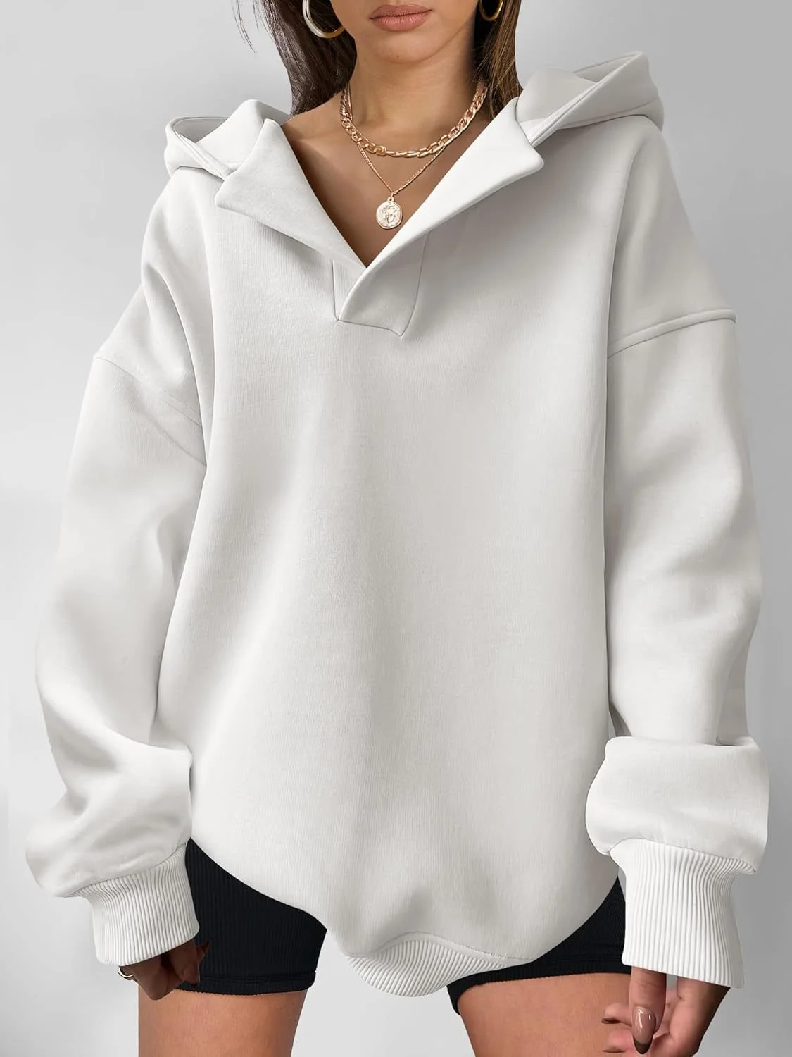 Casual Loose Plain Hoodie Hoodie