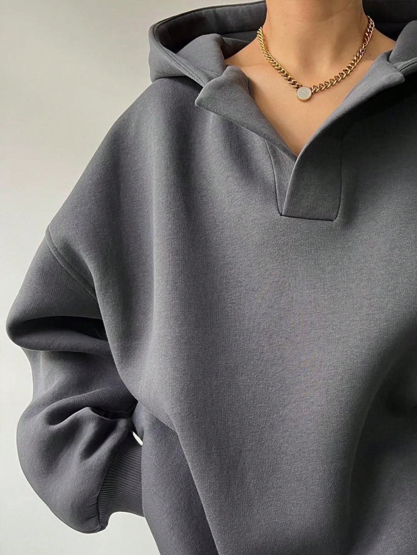 Casual Loose Plain Hoodie Hoodie