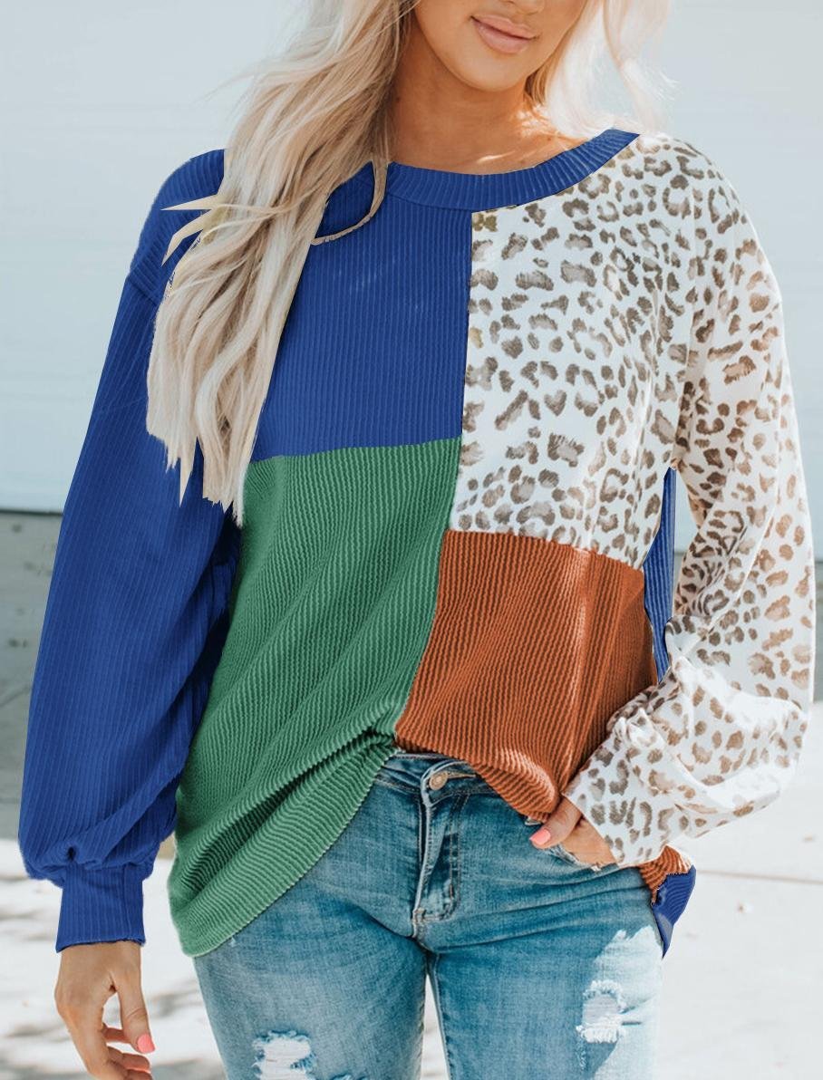 Multicolor Block Loose Casual Sweatshirt