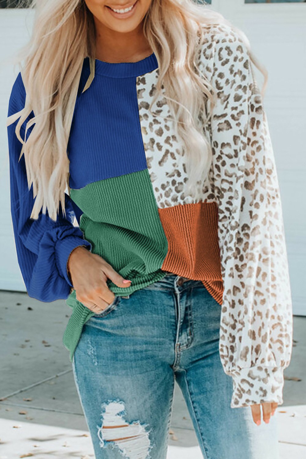 Multicolor Block Loose Casual Sweatshirt