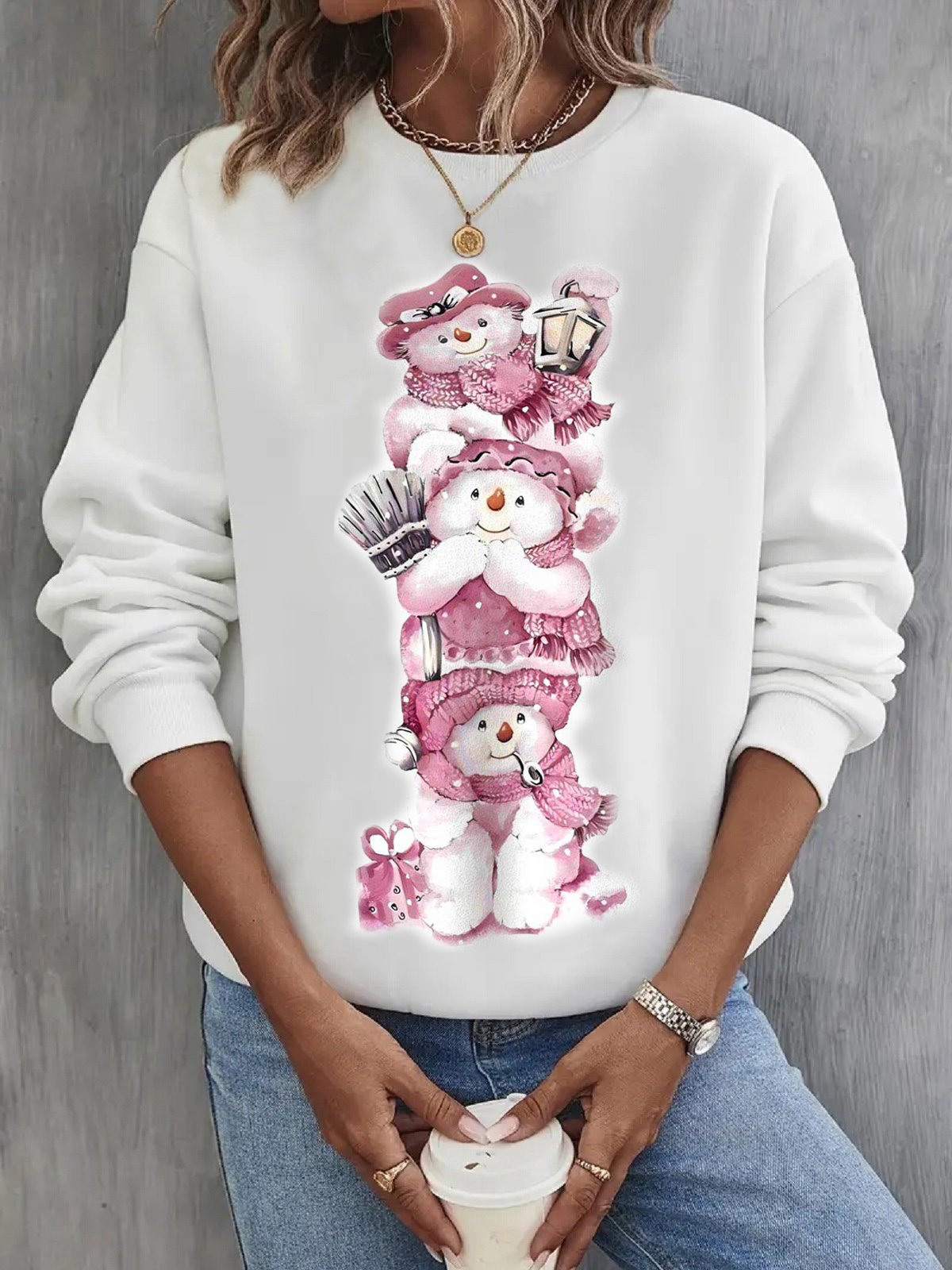 Casual Crew Neck Loose Sweatshirt