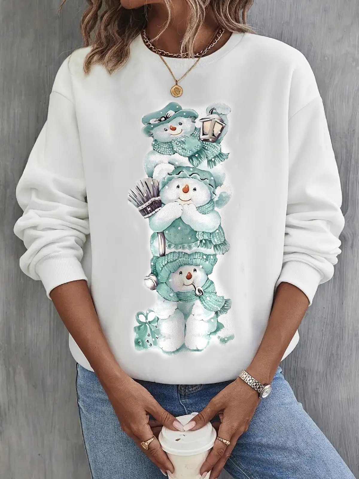 Casual Crew Neck Loose Sweatshirt