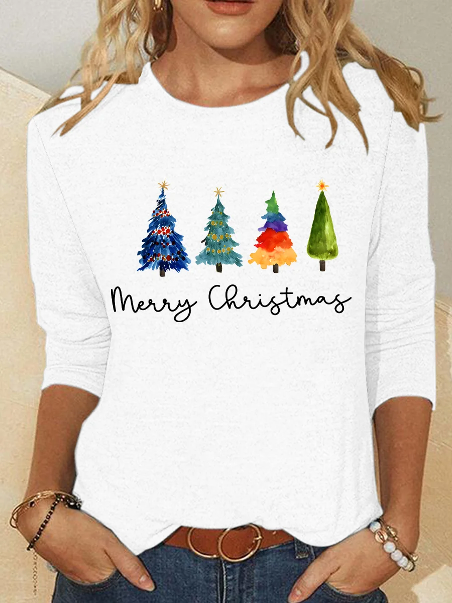 Christmas Tree Casual Long Sleeve Shirt