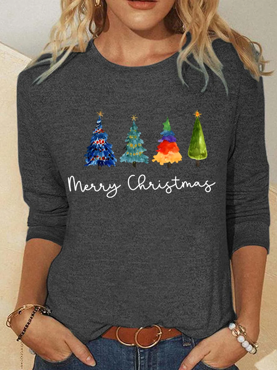 Christmas Tree Casual Long Sleeve Shirt