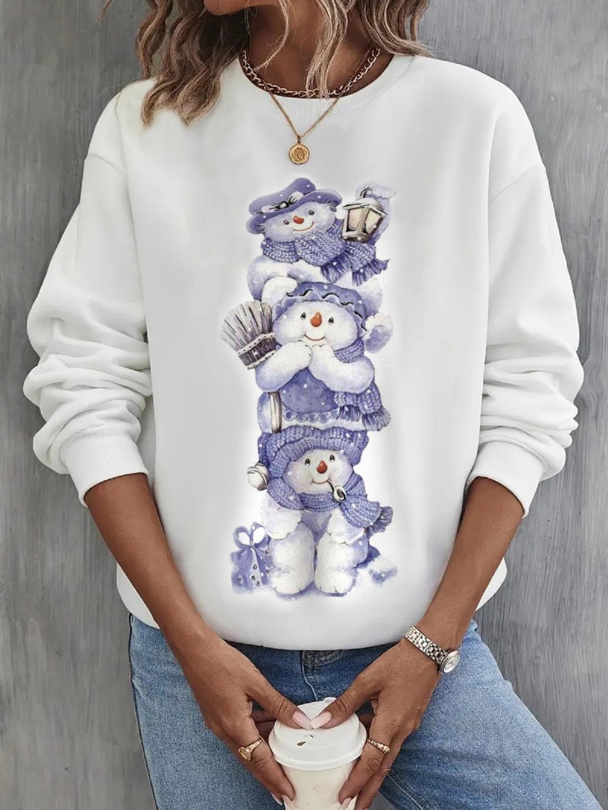 Casual Crew Neck Loose Sweatshirt