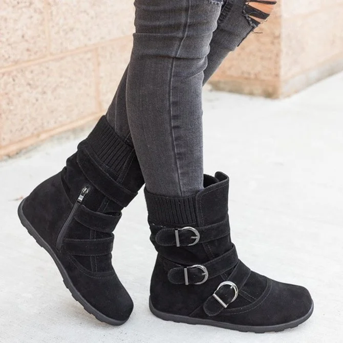 Plain Casual Winter Cotton-Padded Boots