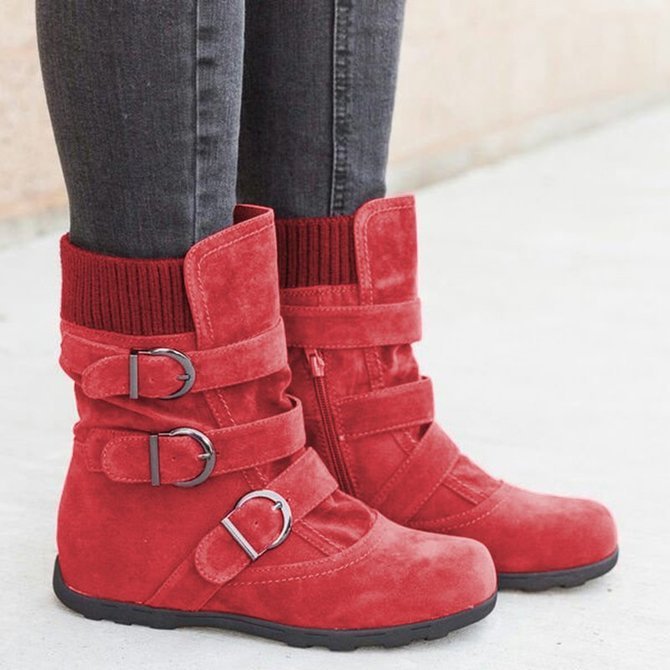 Plain Casual Winter Cotton-Padded Boots