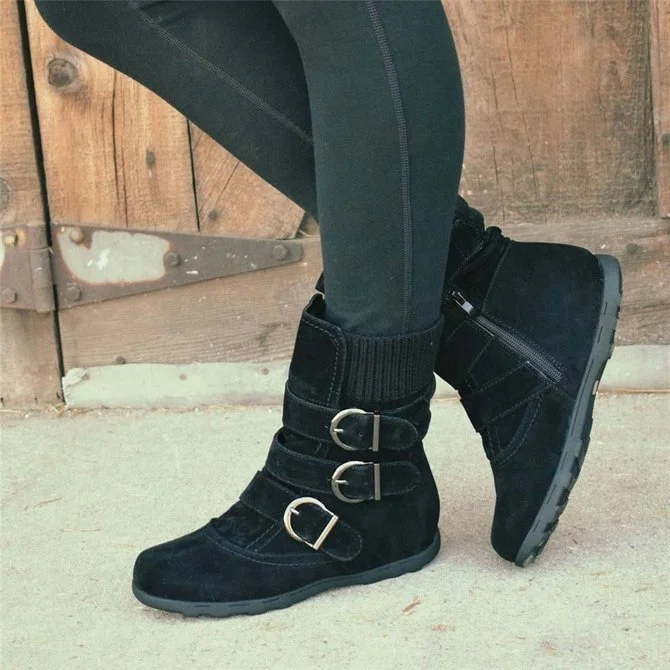 Plain Casual Winter Cotton-Padded Boots