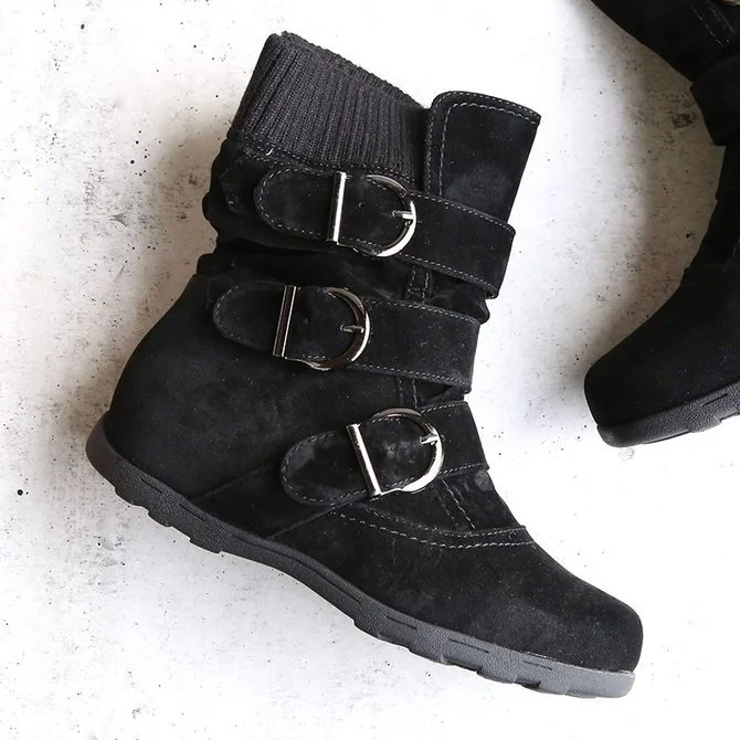 Plain Casual Winter Cotton-Padded Boots