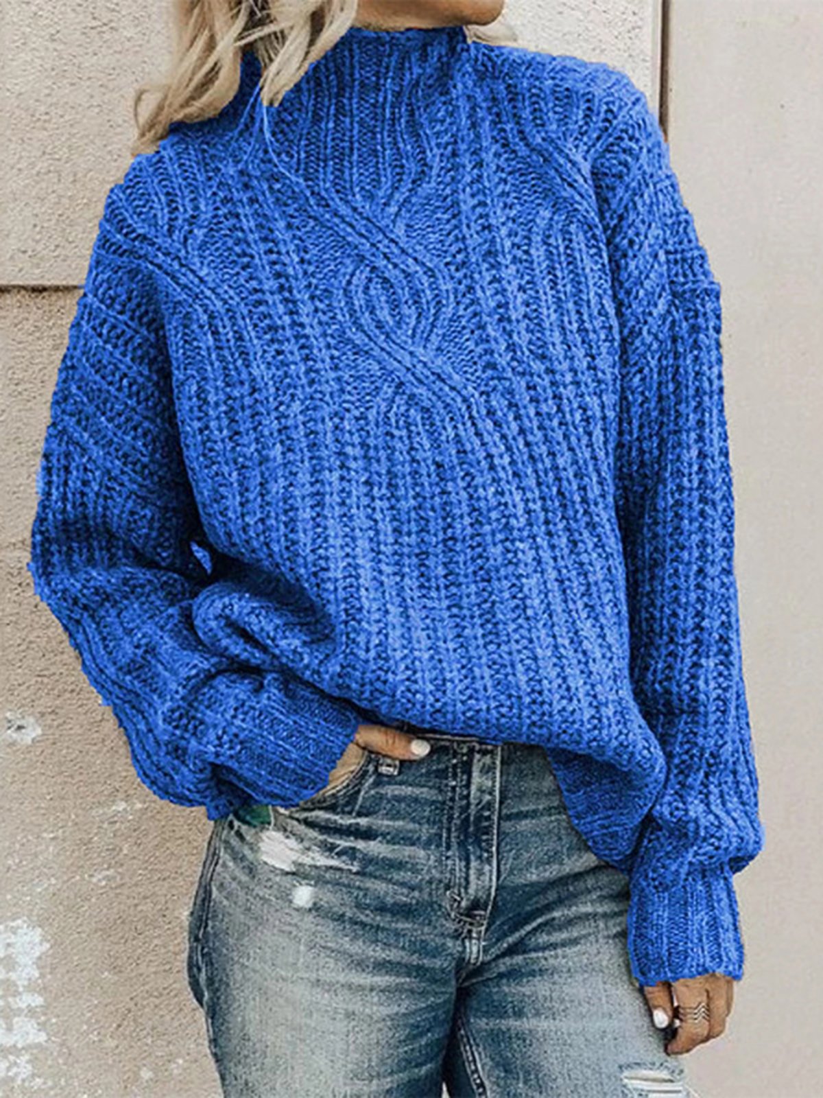 Casual Plain Balloon Sleeve Others Sweater