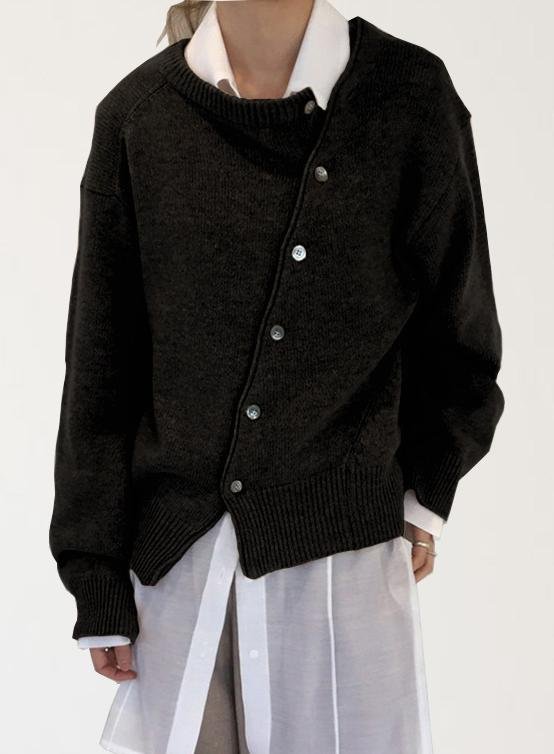 Casual Crew Neck Loose Cardigan