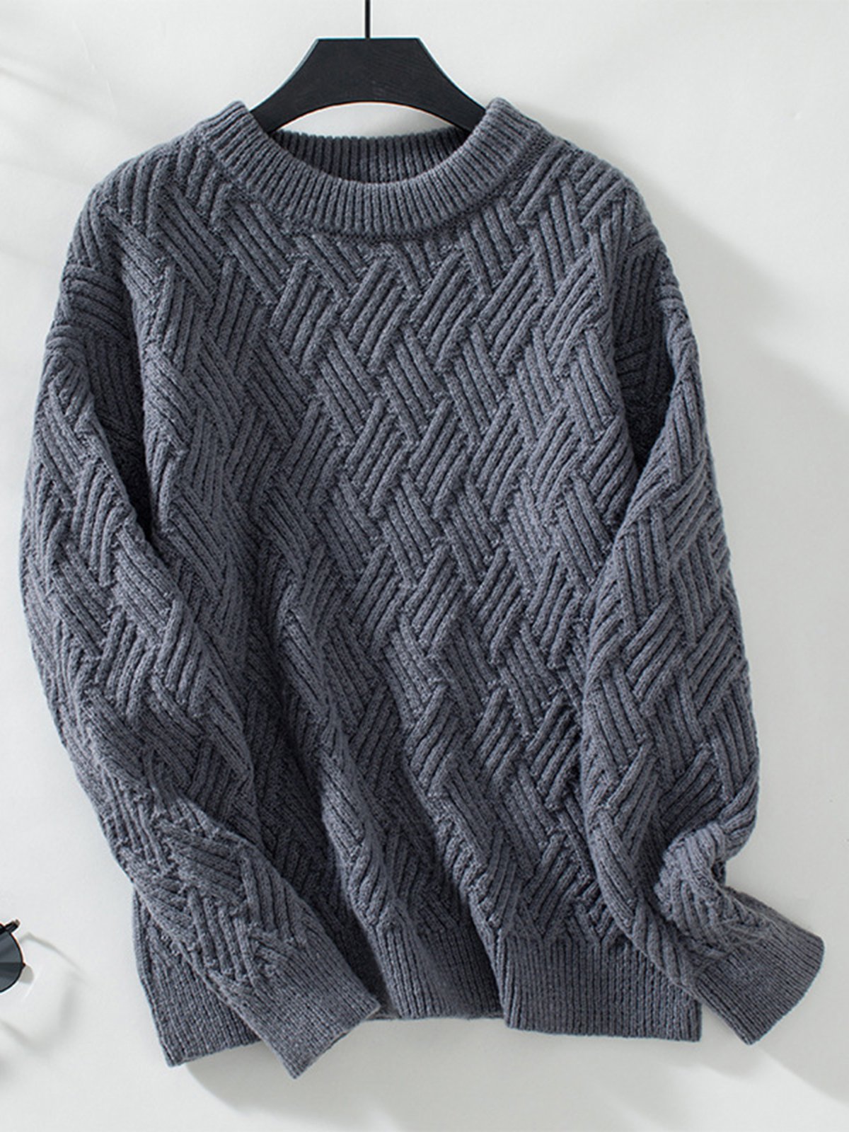 Casual Loose Crew Neck Plain Sweater