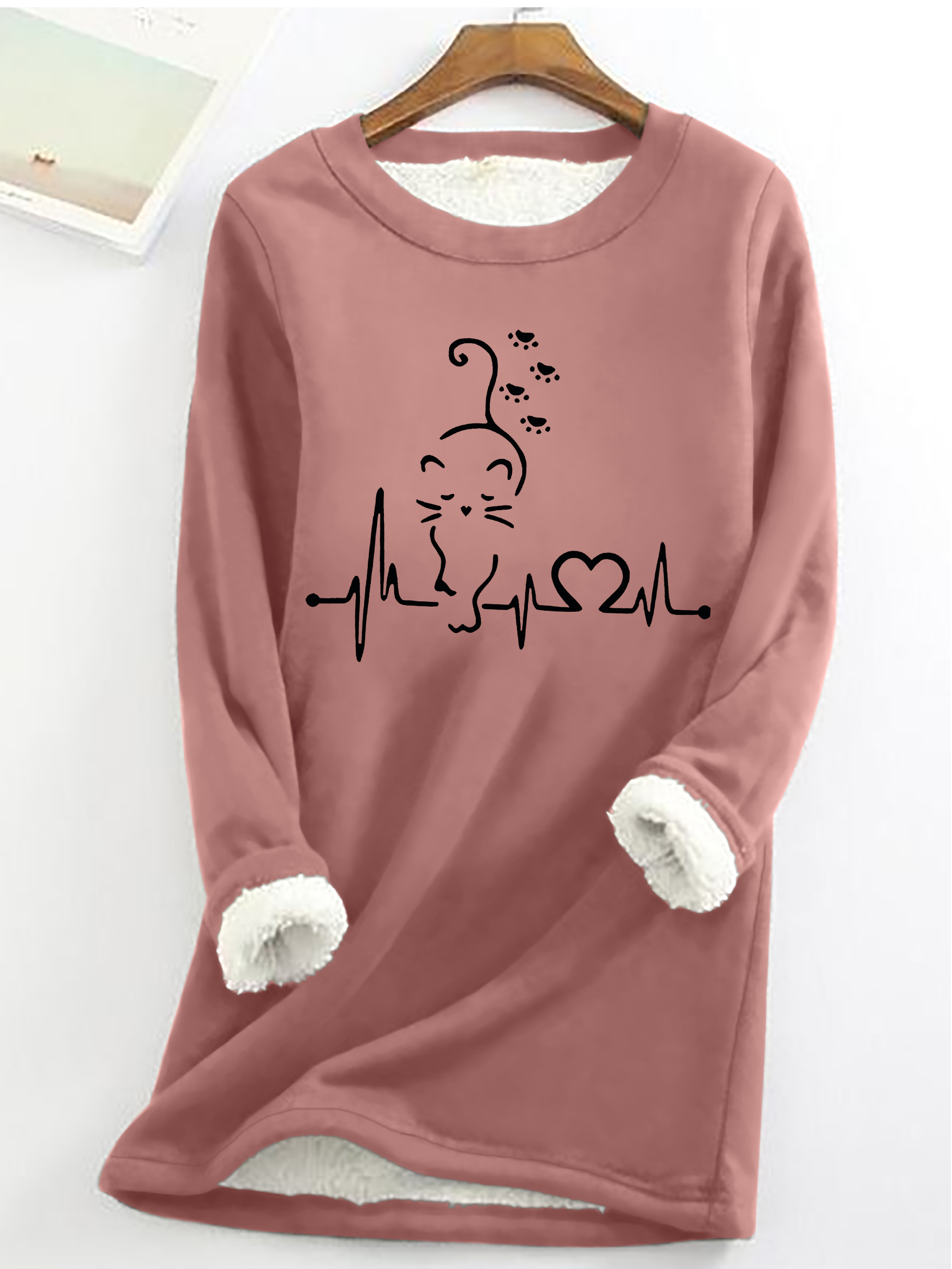Women Cat Crew Neck Long Sleeve Casual Daily Spring/Fall Sweatshirt