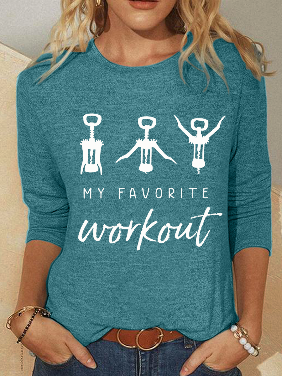 Women Christmas Crew Neck Cotton-Blend Long Sleeve Casual Daily Spring/Fall Blouse