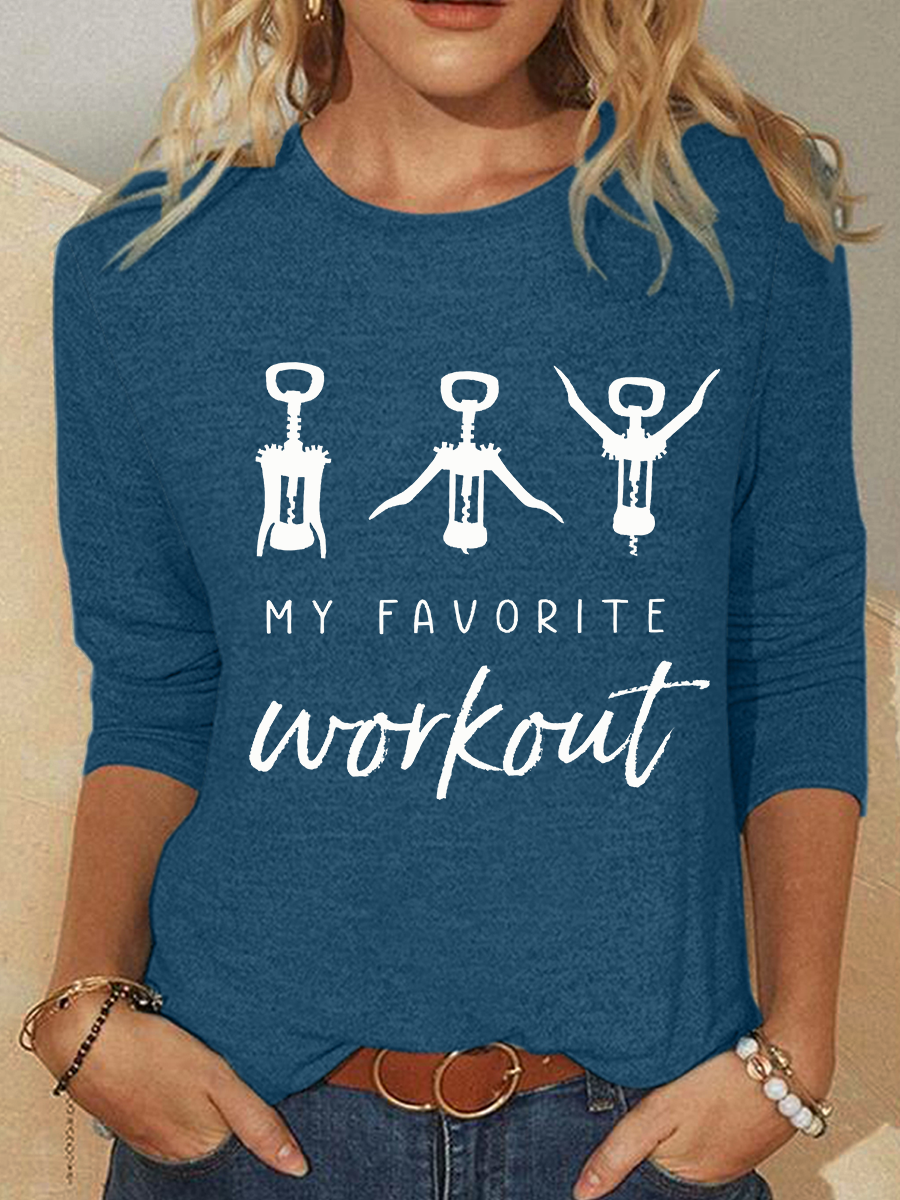 Women Christmas Crew Neck Cotton-Blend Long Sleeve Casual Daily Spring/Fall Blouse