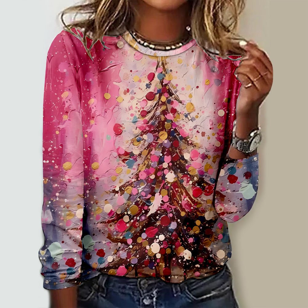 Casual Christmas Jersey Crew Neck T-Shirt