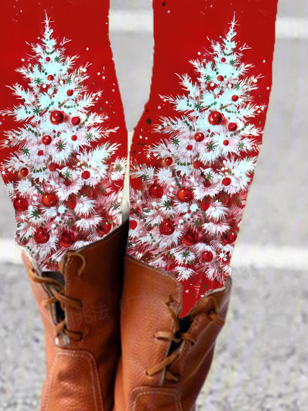 Christmas Tree Print Casual Leggings