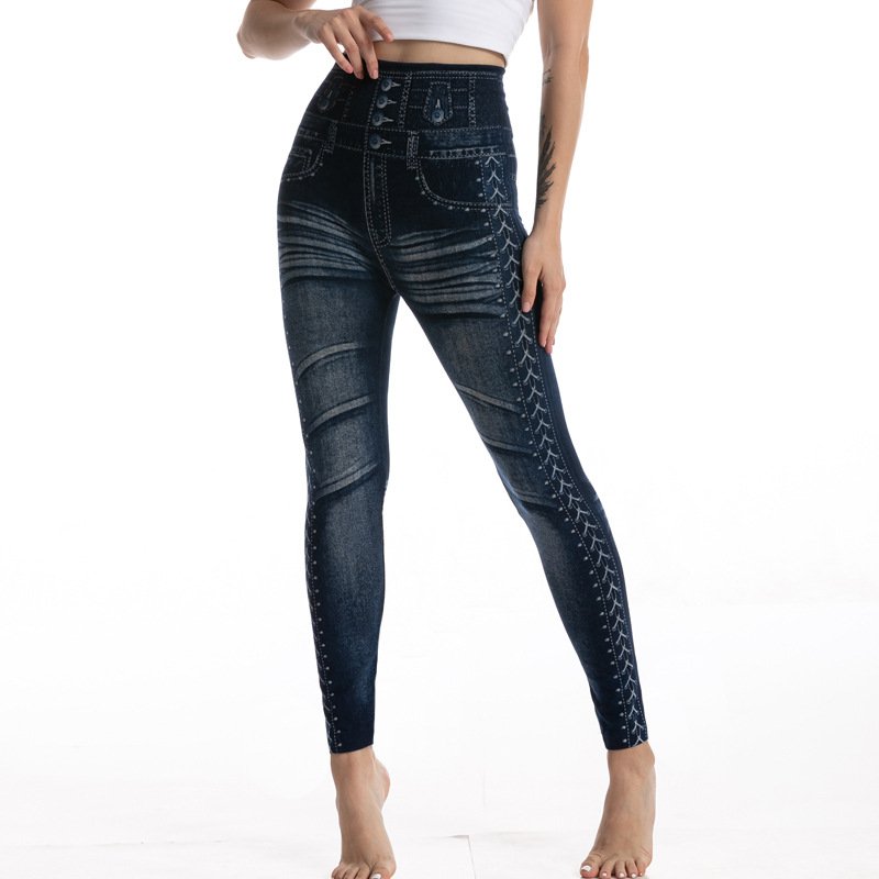 Denim Print Graphic Casual Leggings